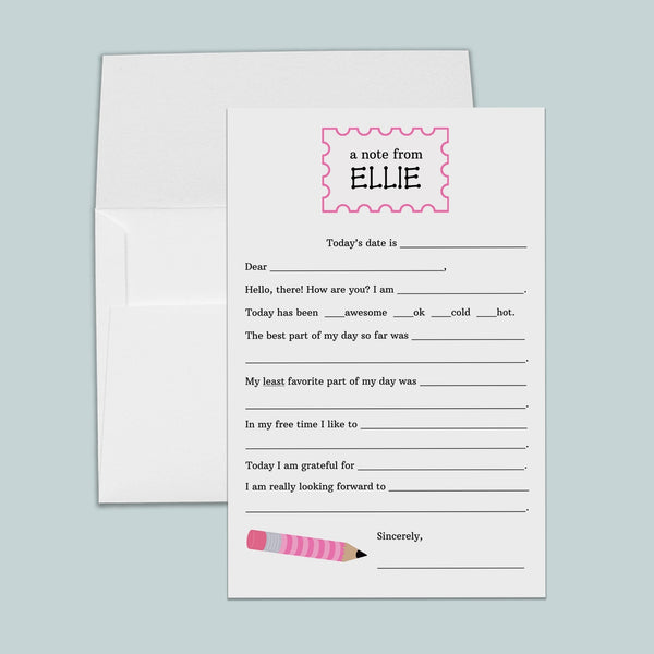 Pink Pencil - Personalized Fill-in Letter Template - The Note House