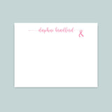 Pink Ribbon Breast Cancer Awareness - Calligraphy Script - Personalized Flat Note Card - The Note House