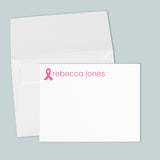 Pink Ribbon Breast Cancer Awareness - Personalized Flat Note Card - The Note House