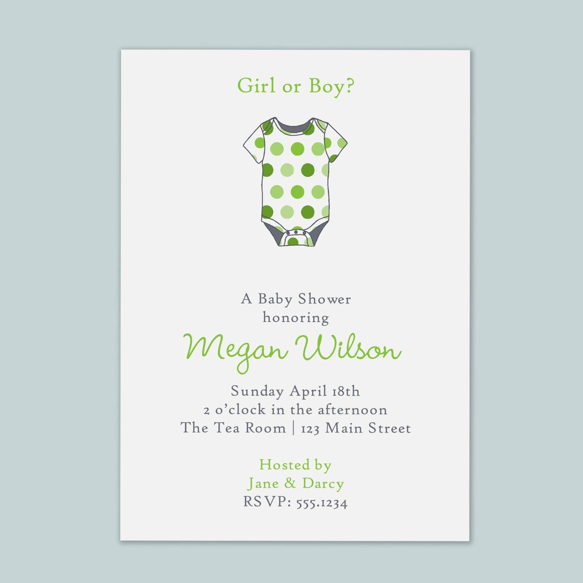 Polka Dotted Onesie - Custom Invitation - The Note House