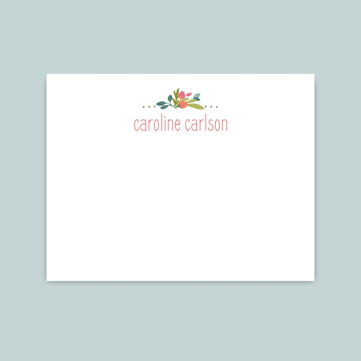 Pretty Floral - Personalized Flat Note Card - The Note House