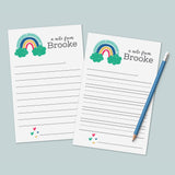 Rainbow and Hearts - Personalized Lined Letter Writing Stationery - The Note House