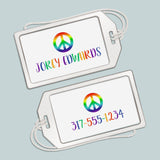Rainbow Peace Sign - Personalized Acrylic Luggage Tag - The Note House