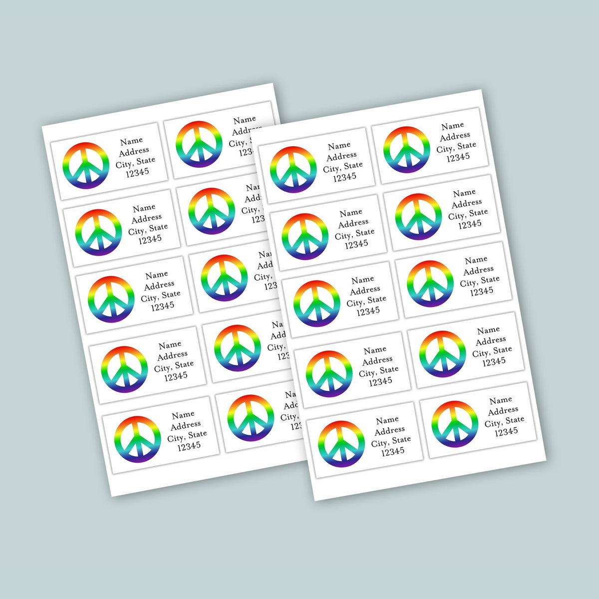 Rainbow Peace Sign - Personalized Fill-in Letter Template - The Note House