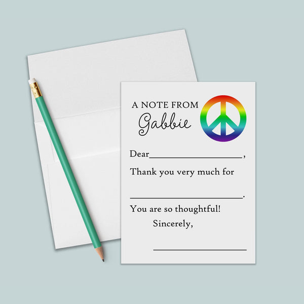 Rainbow Peace Sign - Personalized Fill-in-the-Blank Thank You Cards - The Note House