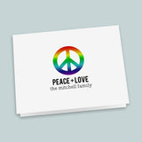 Rainbow Peace Sign - Personalized Folded Note Card - The Note House