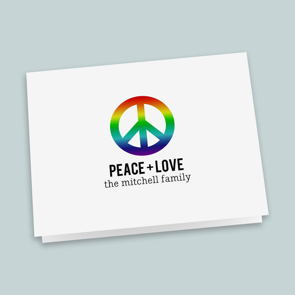 Rainbow Peace Sign - Personalized Folded Note Card - The Note House