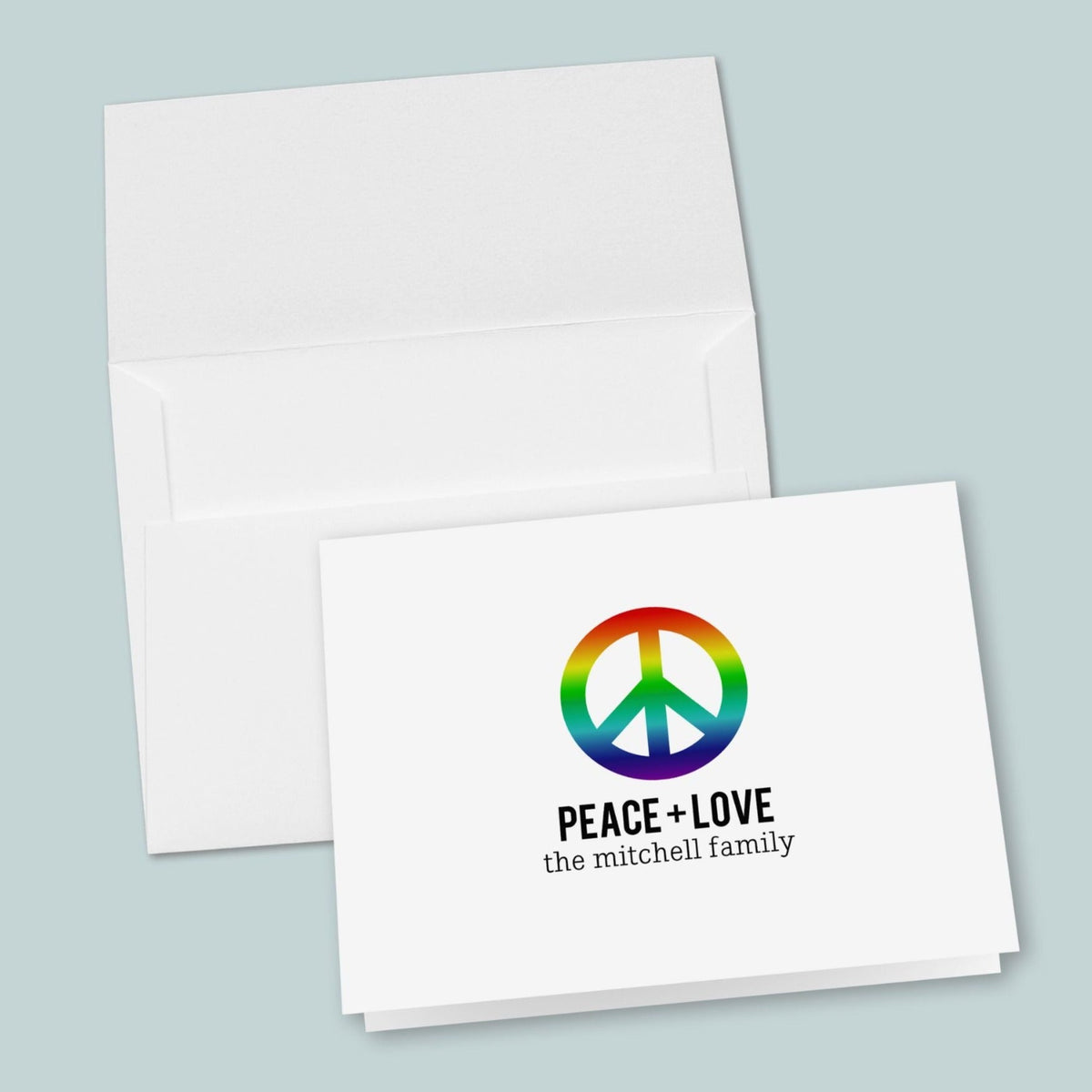 Rainbow Peace Sign - Personalized Folded Note Card - The Note House