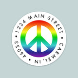Rainbow Peace Sign - Round Address Label - The Note House