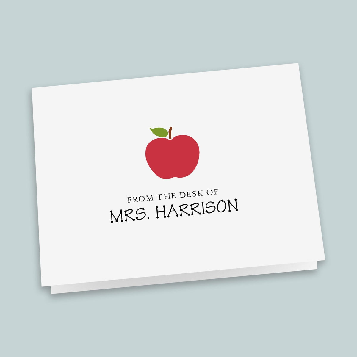 Red Apple - Personalized Folded Note Card - The Note House