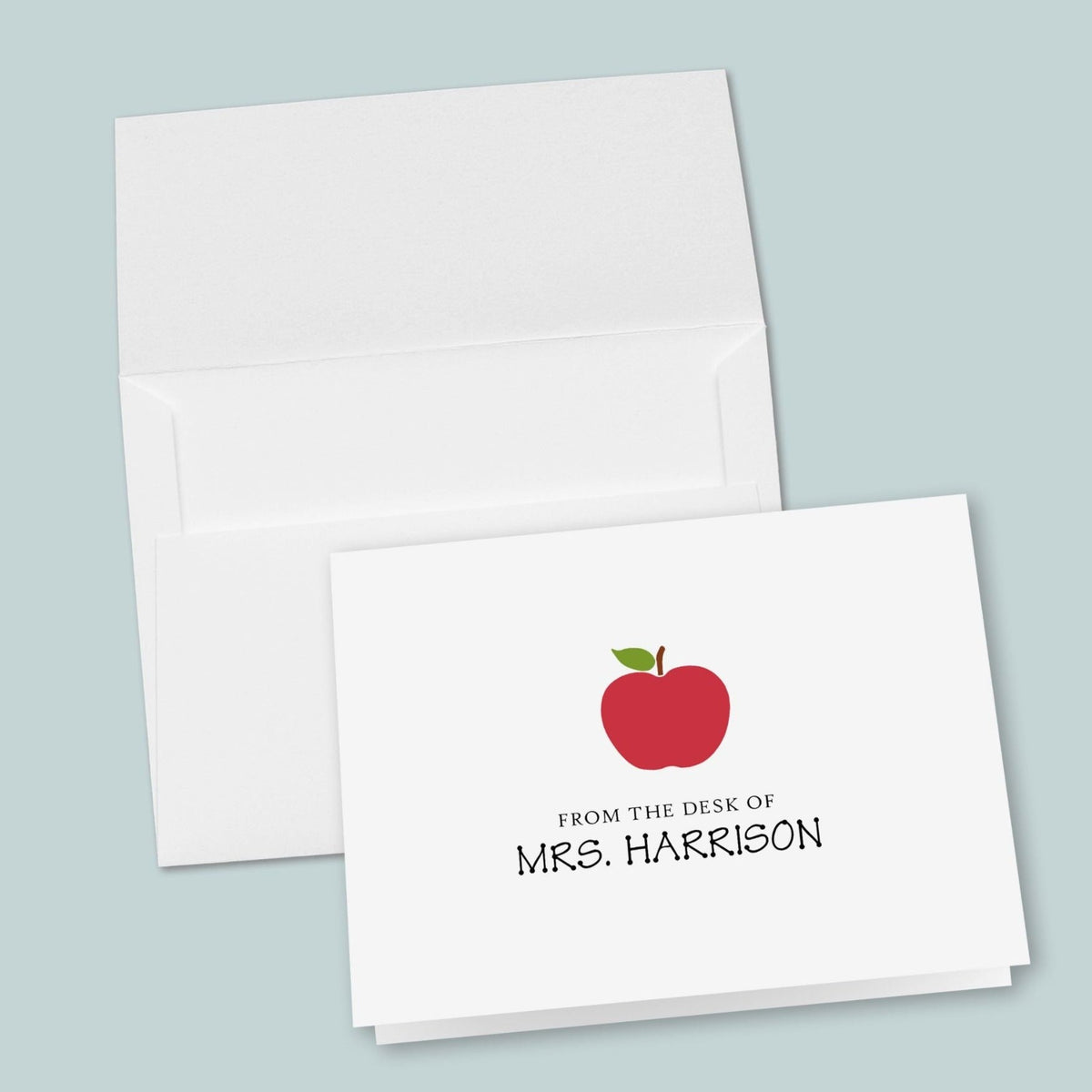 Red Apple - Personalized Folded Note Card - The Note House
