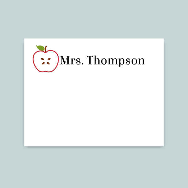 Red Apple Slice - Personalized Flat Note Card - The Note House