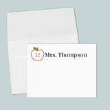 Red Apple Slice - Personalized Flat Note Card - The Note House