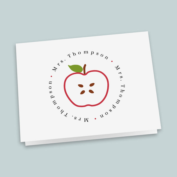 Red Apple Slice - Personalized Folded Note Card - The Note House