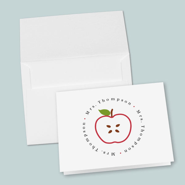 Red Apple Slice - Personalized Folded Note Card - The Note House