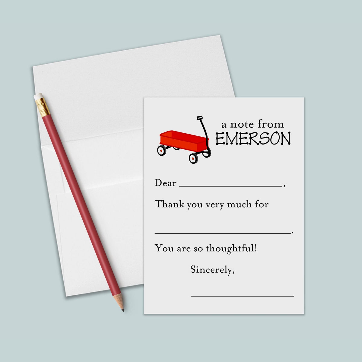 Red Wagon - Personalized Fill-in-the-Blank Thank You Cards - The Note House