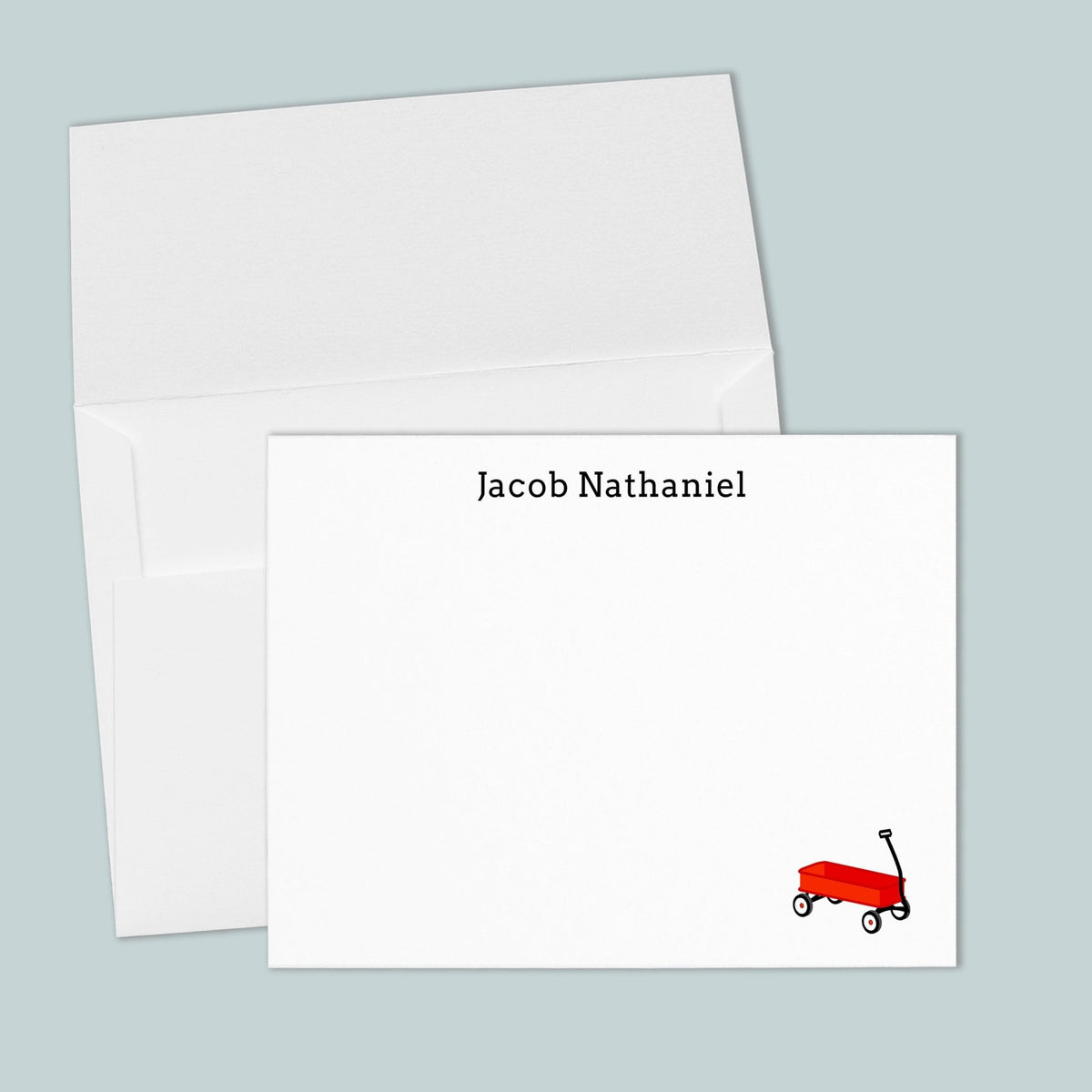 Red Wagon - Personalized Flat Note Card - The Note House