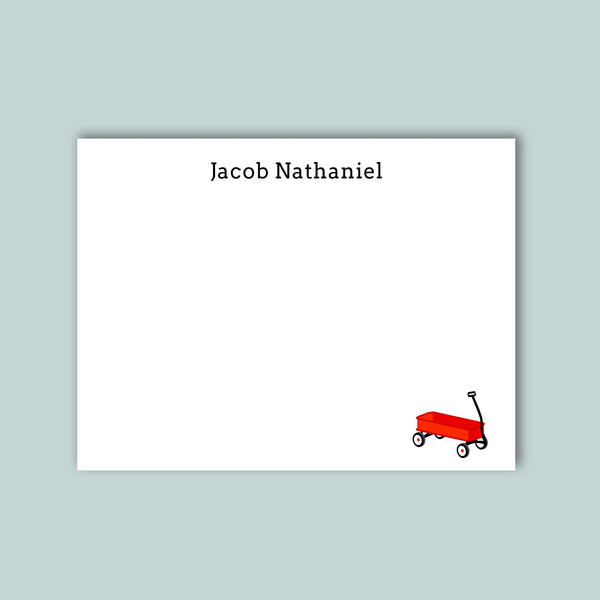 Red Wagon - Personalized Flat Note Card - The Note House