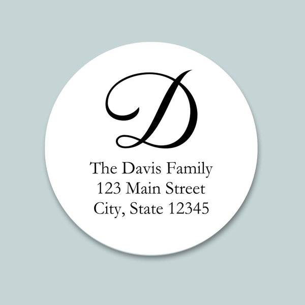 Script Initial - Round Address Label - The Note House