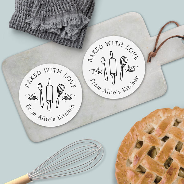 Simple Lines - Personalized Round Baking Gift Sticker - The Note House