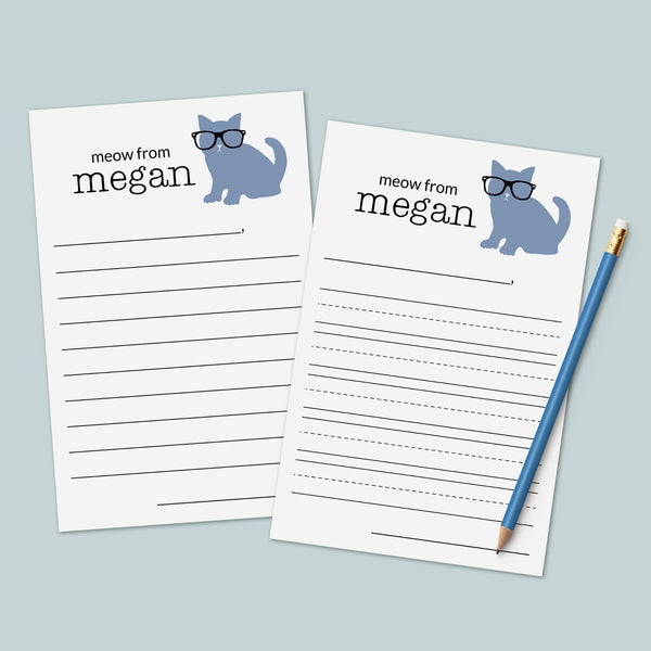 Smart Kitty - Personalized Lined Letter Writing Stationery - The Note House