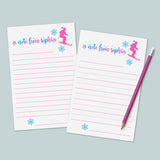 Snow Skiing , Skier Girl - Personalized Lined Letter Writing Stationery - The Note House