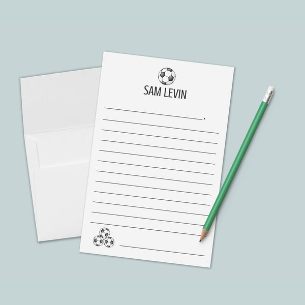 Soccer Sport - Personalized Lined Letter Writing Stationery - The Note House