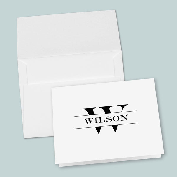 Split Monogram - Personalized Folded Note Card - The Note House