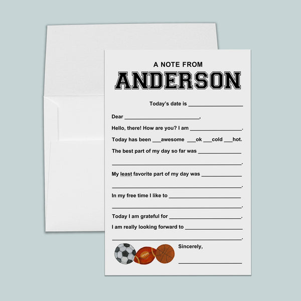 Sports - Personalized Fill-in Letter Template - The Note House