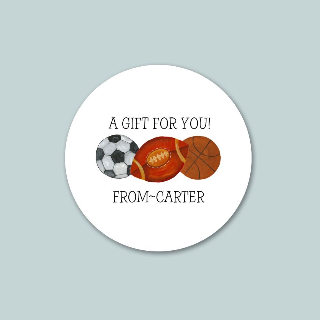 Sports - Personalized Round Gift Sticker - The Note House