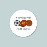 Sports - Personalized Round Gift Sticker - The Note House