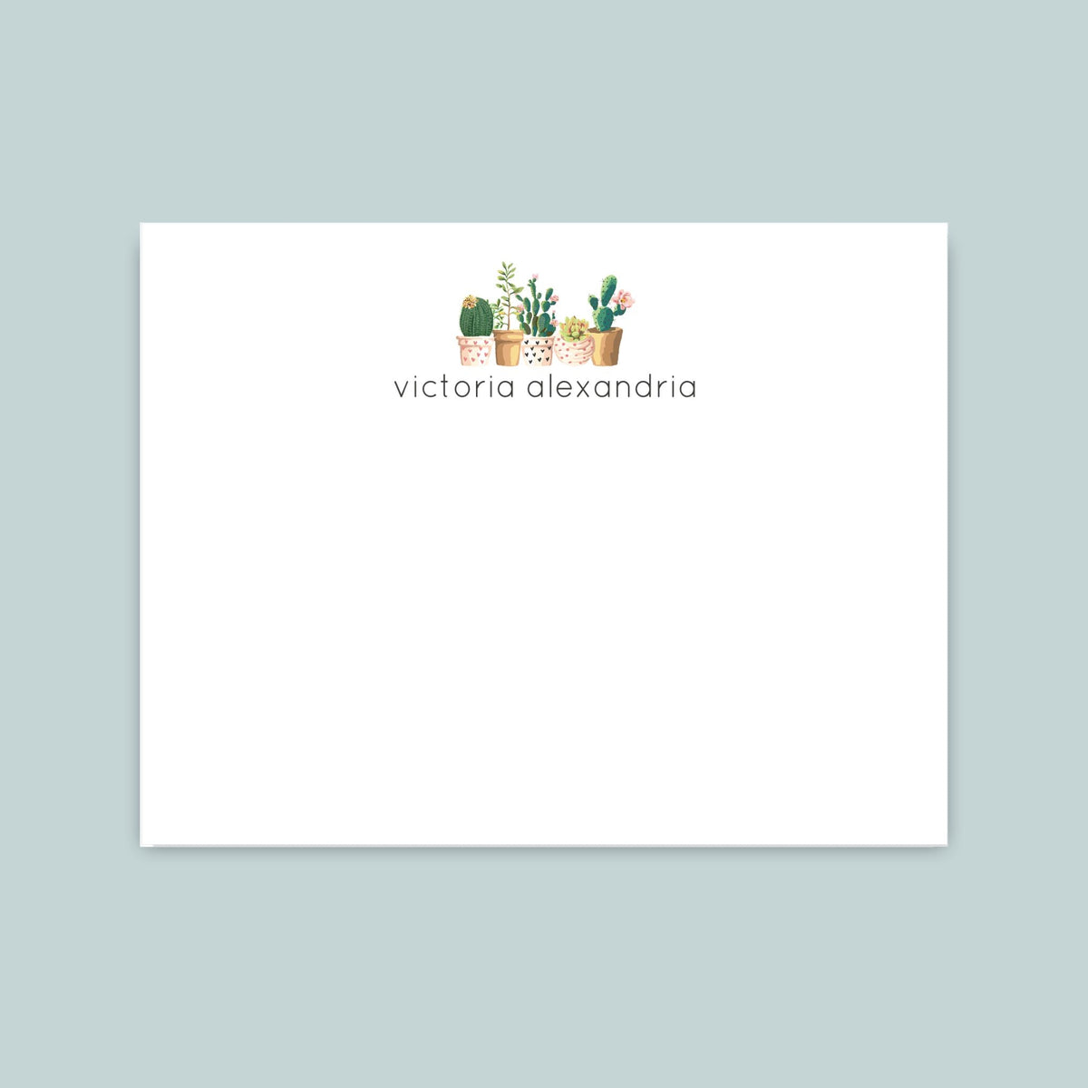 Succulents - Personalized Flat Note Card - The Note House