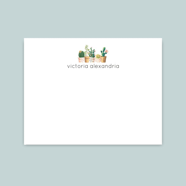 Succulents - Personalized Flat Note Card - The Note House