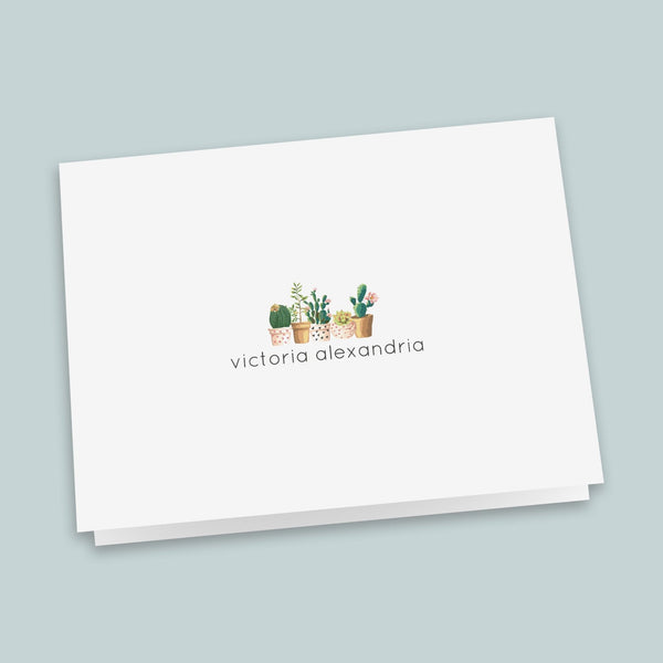 Succulents - Personalized Folded Note Card - The Note House