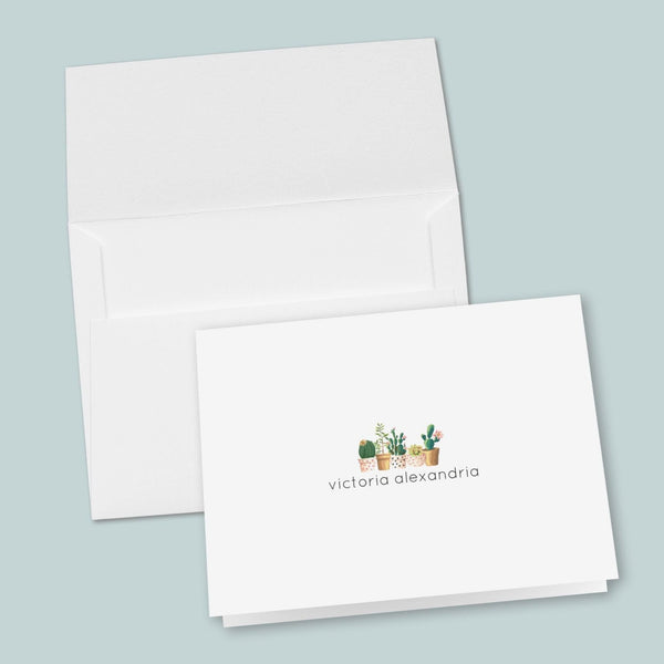 Succulents - Personalized Folded Note Card - The Note House