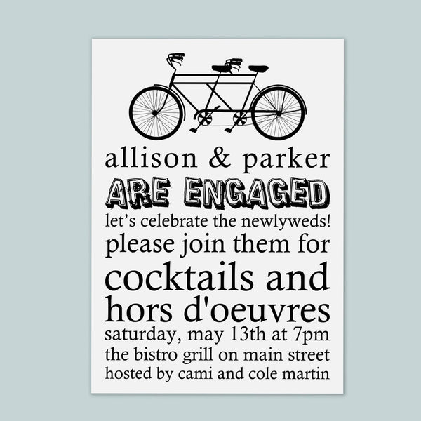 Tandem Bicycle - Custom Invitation - The Note House