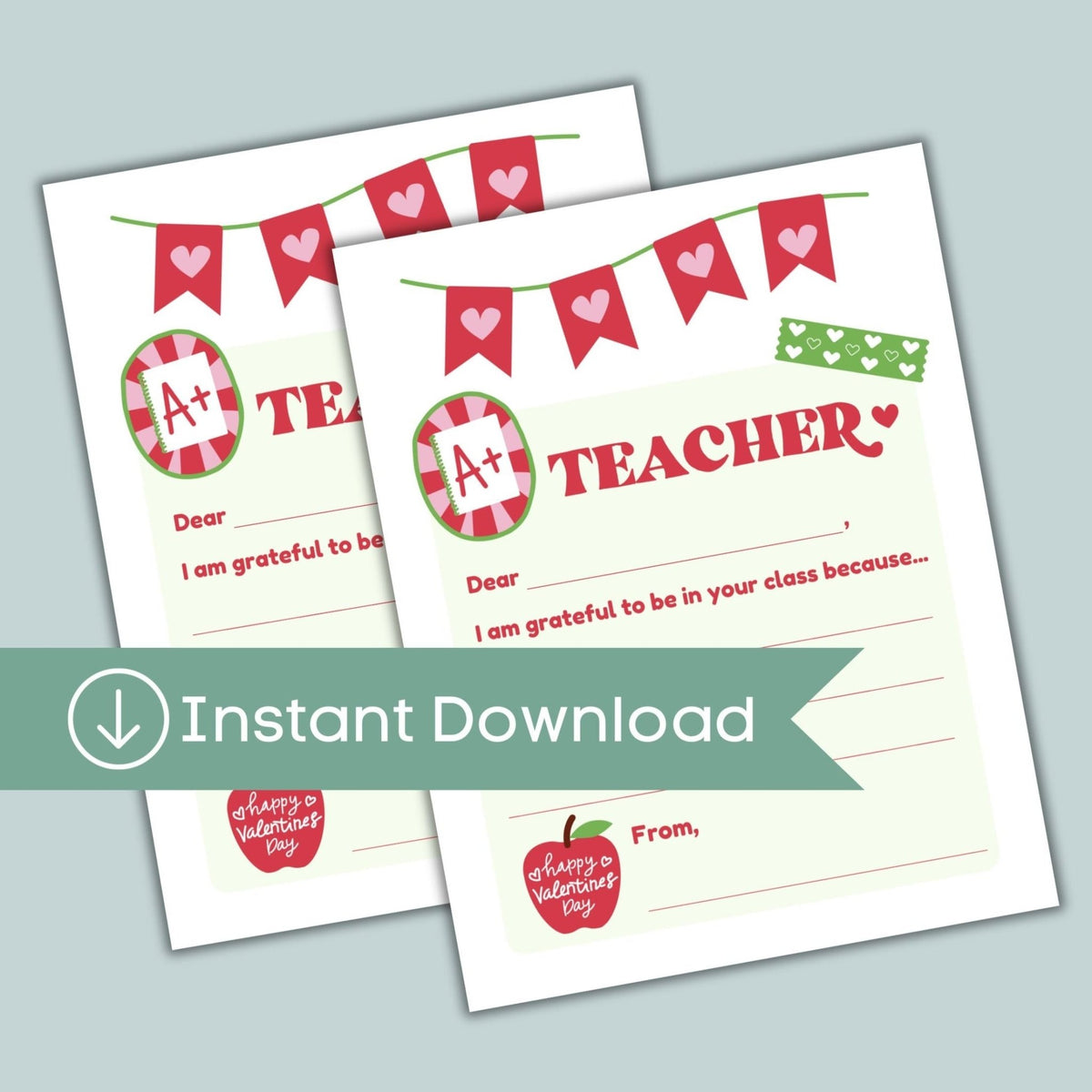 Thank You Teacher Valentine Letter - Printable Instant Download - The Note House