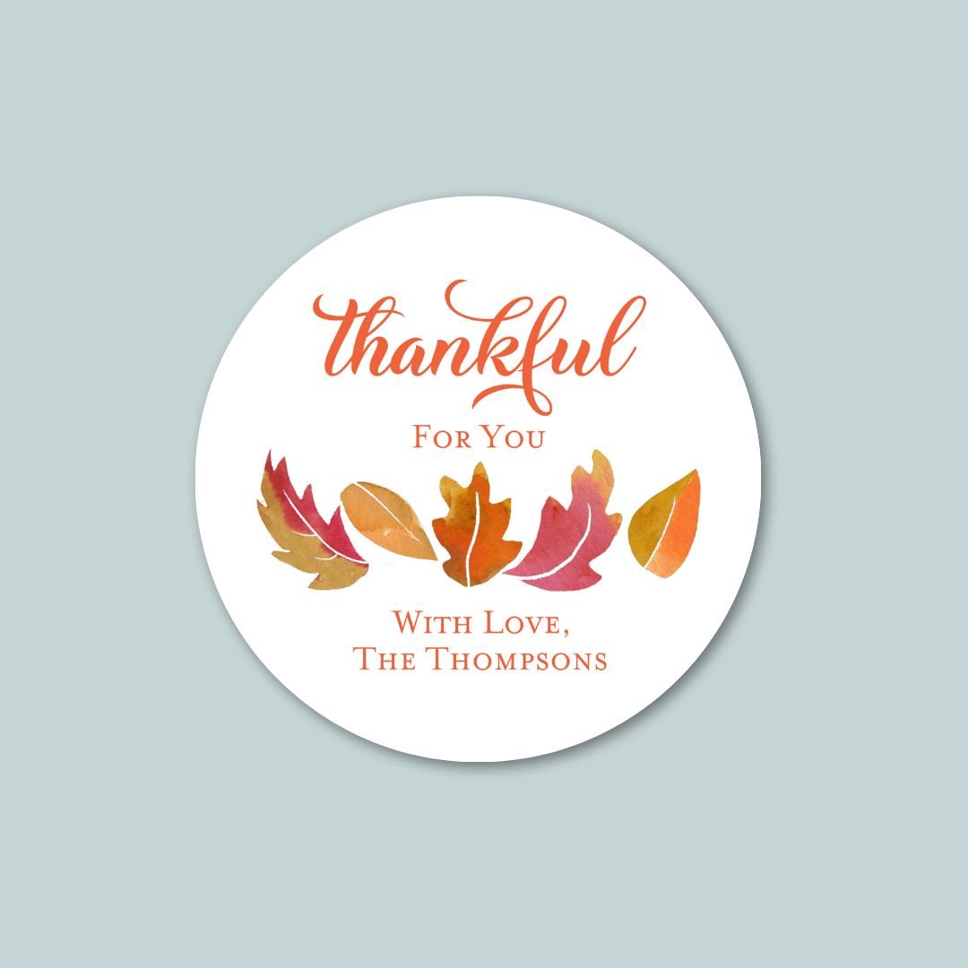 Thankful for You - Personalized Round Gift Sticker - The Note House