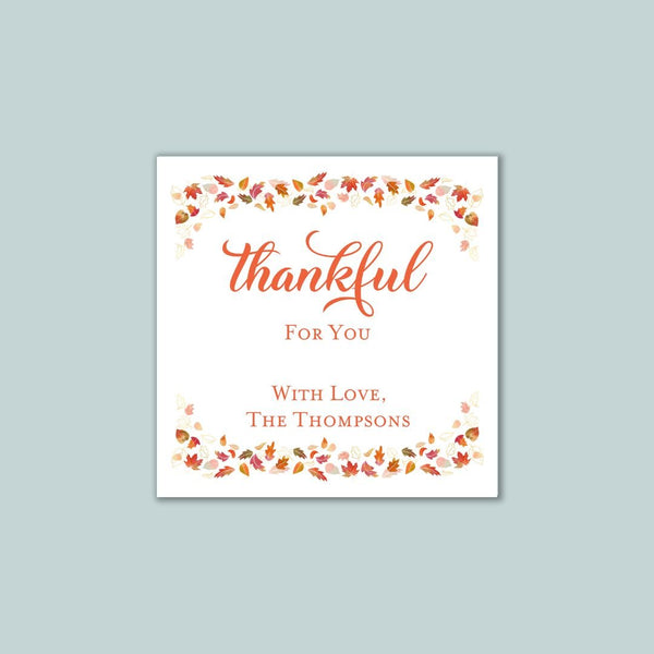 Thankful for You - Personalized Square Gift Sticker - The Note House