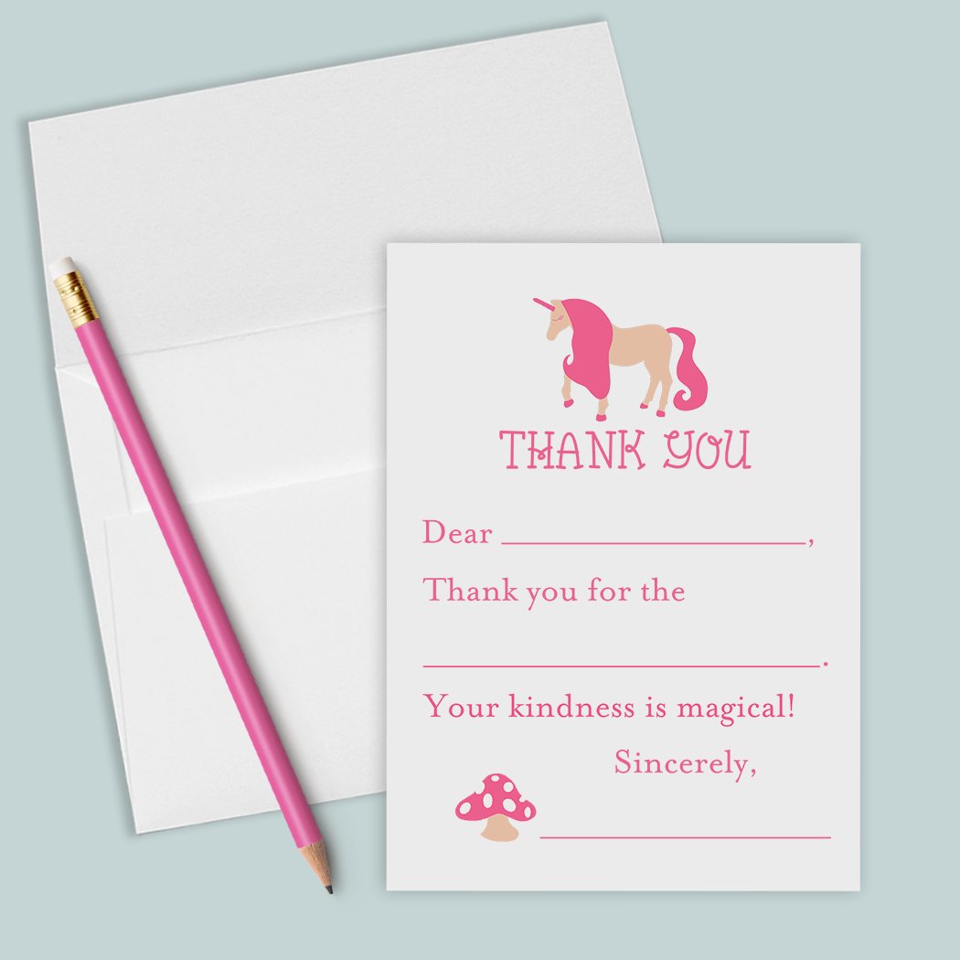 Unicorn - Fill-in-the-Blank Thank You Cards - The Note House