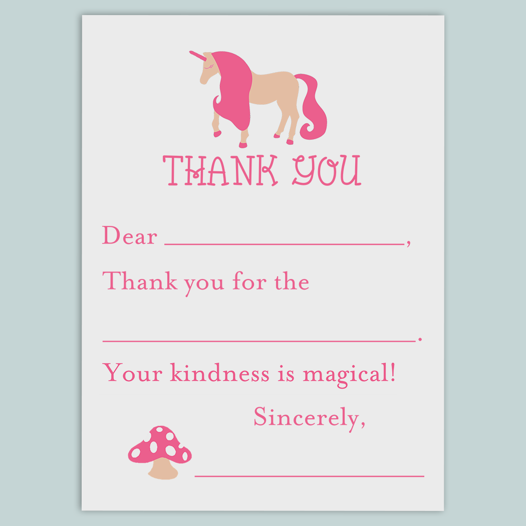 Unicorn - Fill-in-the-Blank Thank You Cards - The Note House