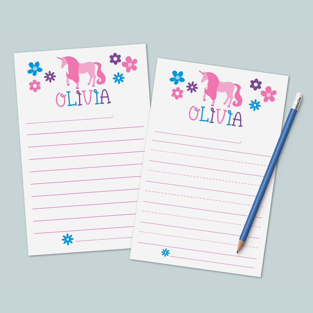 Unicorn - Personalized Lined Letter Writing Stationery - The Note House