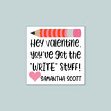 Valentine Pencil - Personalized Square Gift Sticker - The Note House