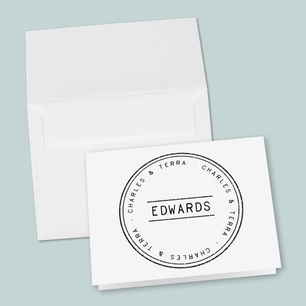 Vintage Stamp Family Circle - Personalized Folded Note Card - The Note House