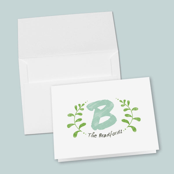 Watercolor Branches - Personalized Folded Note Card - The Note House