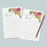 Watercolor Flowers - Personalized Lined Letter Writing Stationery - The Note House