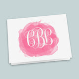 Watercolor Swatch Interlocking Monogram - Personalized Folded Note Card - The Note House