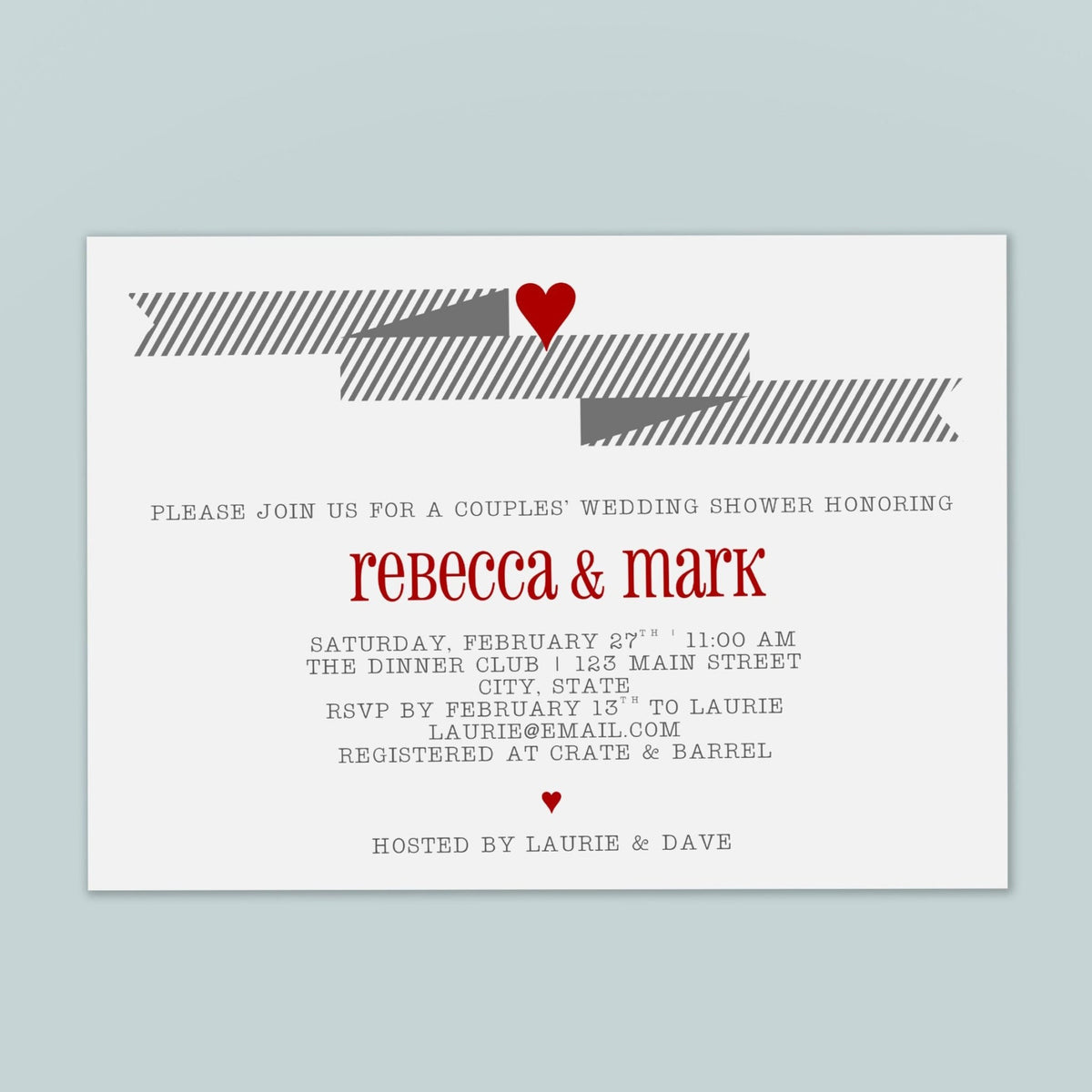 Wedding Banner and Heart - Custom Invitation - The Note House