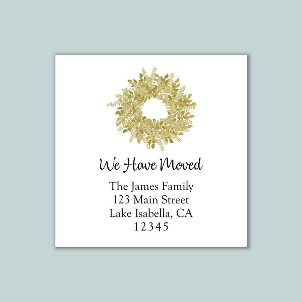Welcome Wreath Sticker - We've Moved Address Label - The Note House