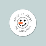 Winter Snowman - Personalized Round Gift Sticker - The Note House
